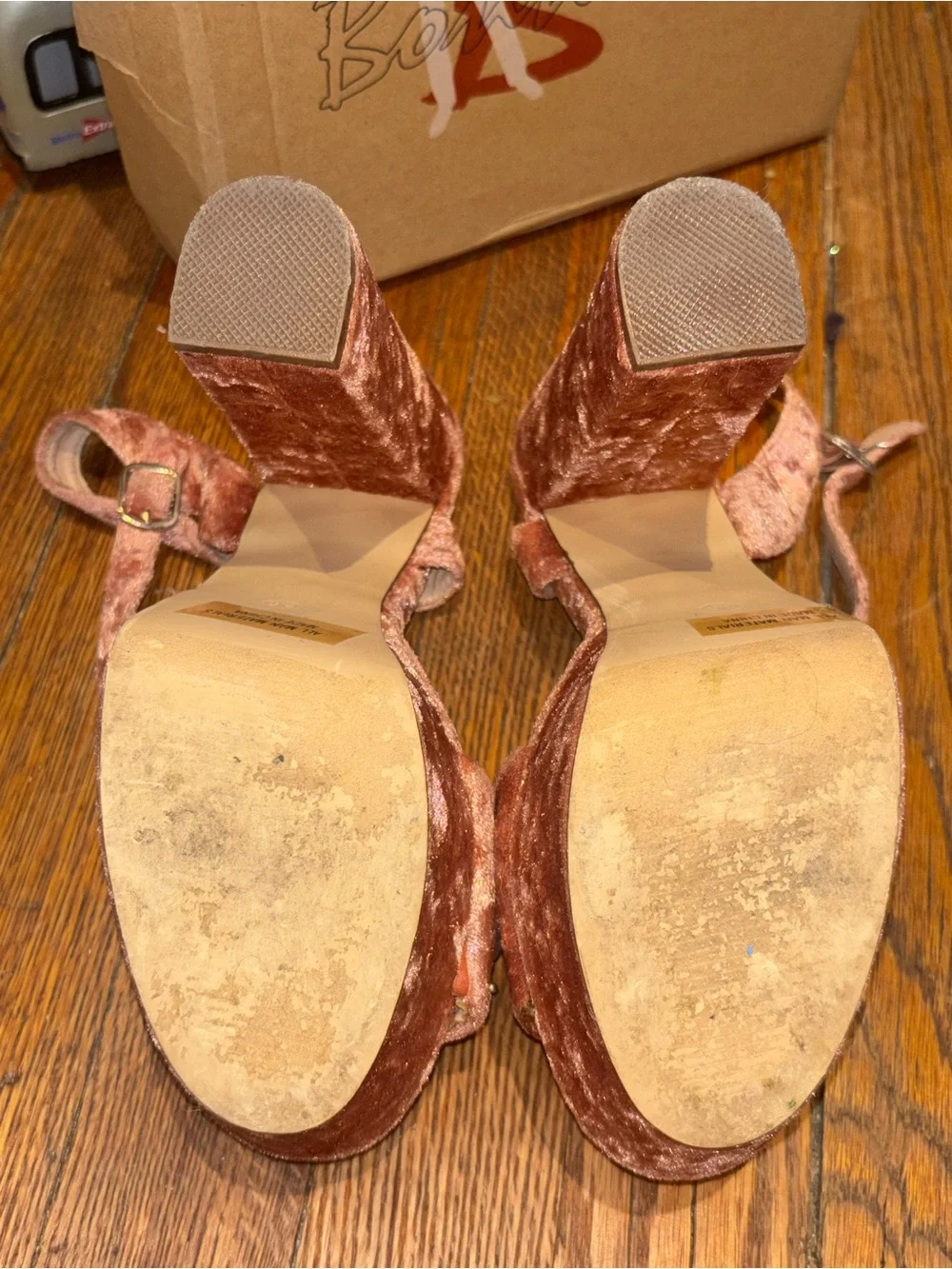 Bonnibel Rose Velvet Pearl & Crystal Block Heel Sandals